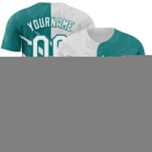 Custom Graffiti Pattern White-Teal 3D Scratch Authentic Baseball Jersey