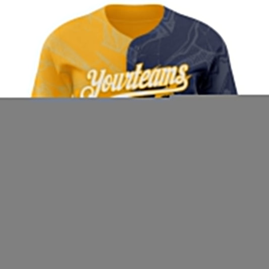 Custom Graffiti Pattern White Navy-Gold 3D Scratch Authentic Baseball Jersey