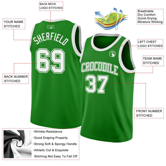 Custom Grass Green White Authentic Basketball Jersey