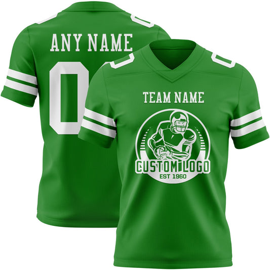 Custom Grass Green White Mesh Authentic Football Jersey