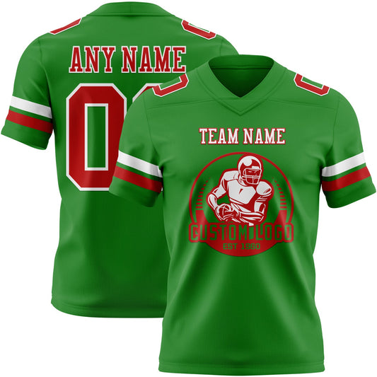 Custom Grass Green Red-White Mesh Authentic Football Jersey