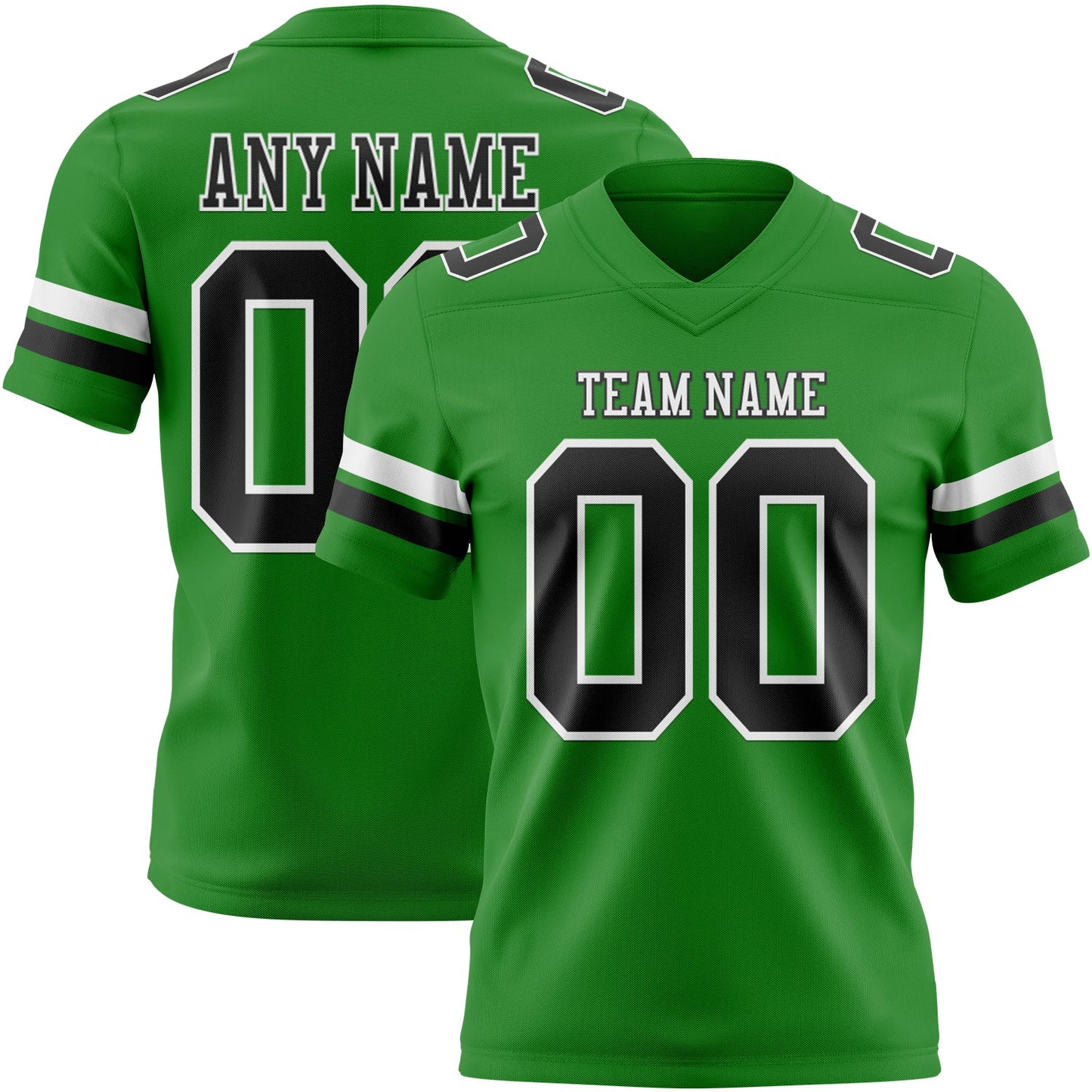 Custom Grass Green Black-White Mesh Authentic Football Jersey