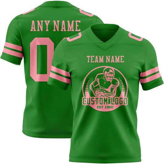 Custom Grass Green Medium Pink Mesh Authentic Football Jersey