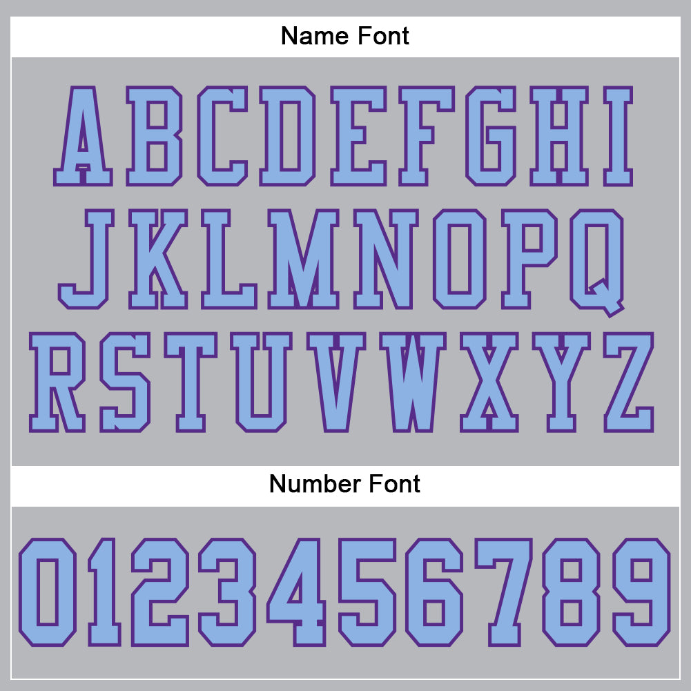 Custom Gray Light Blue-Purple Mesh Authentic Football Jersey