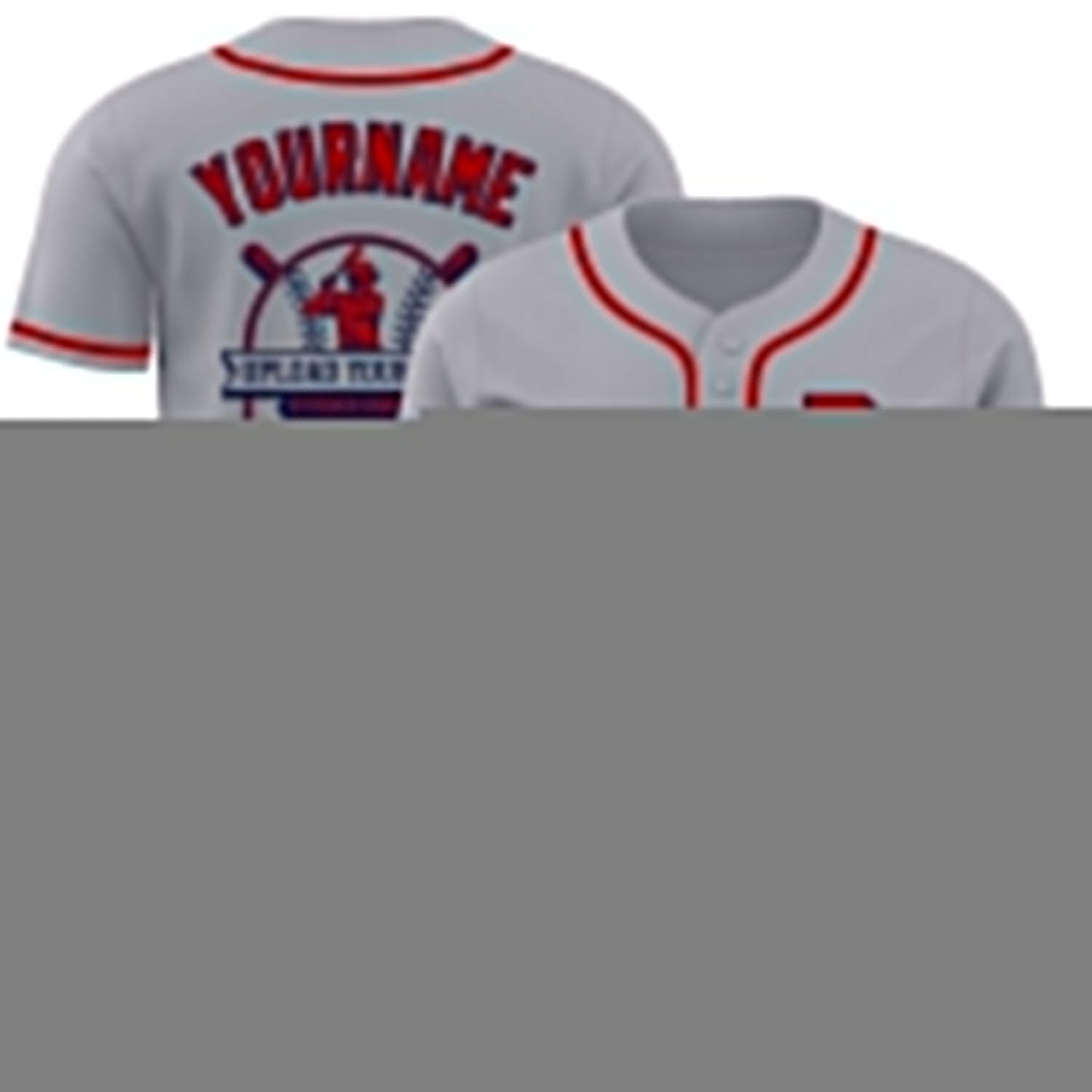 Custom Gray Red-Navy Authentic Baseball Jersey