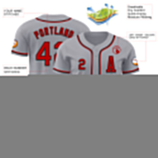Custom Gray Red-Black Authentic Baseball Jersey