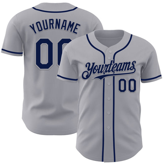 Custom Gray Navy Authentic Baseball Jersey