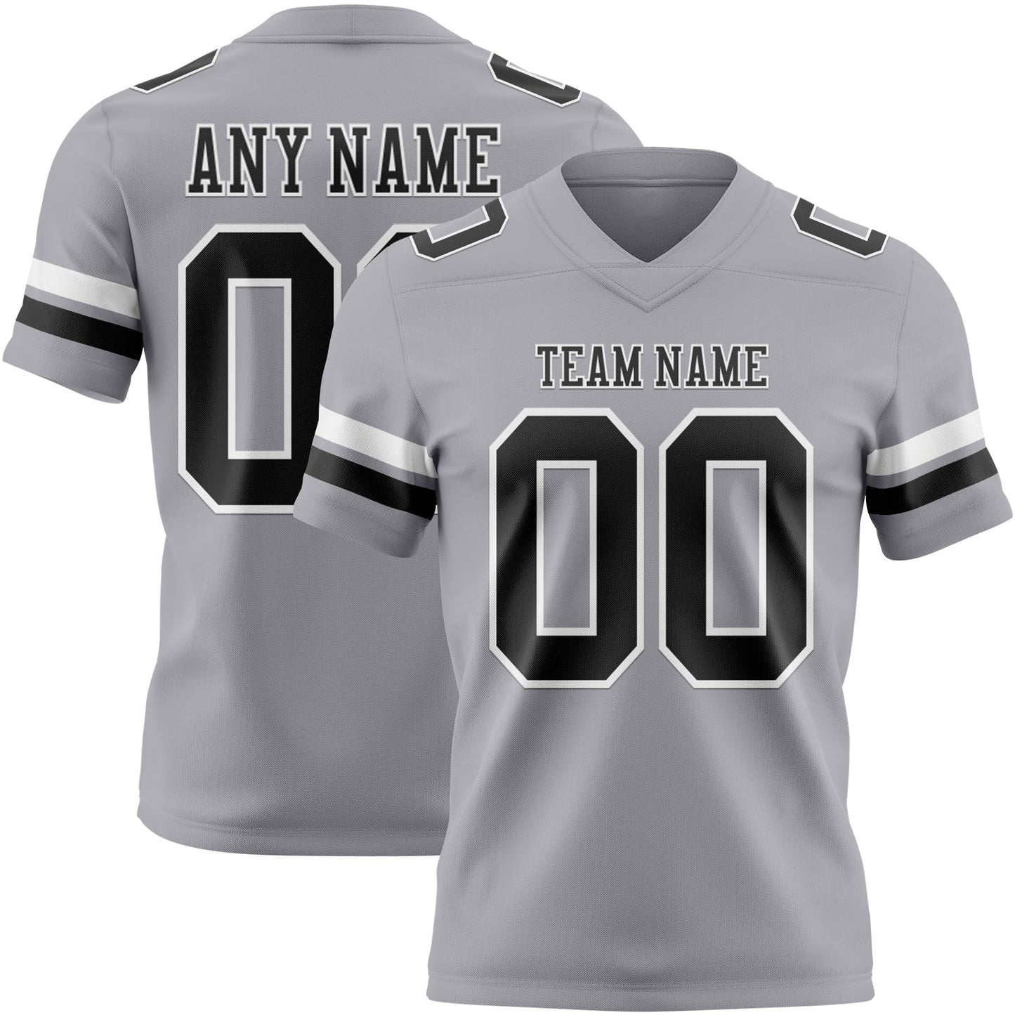 Custom Gray Black-White Mesh Authentic Football Jersey
