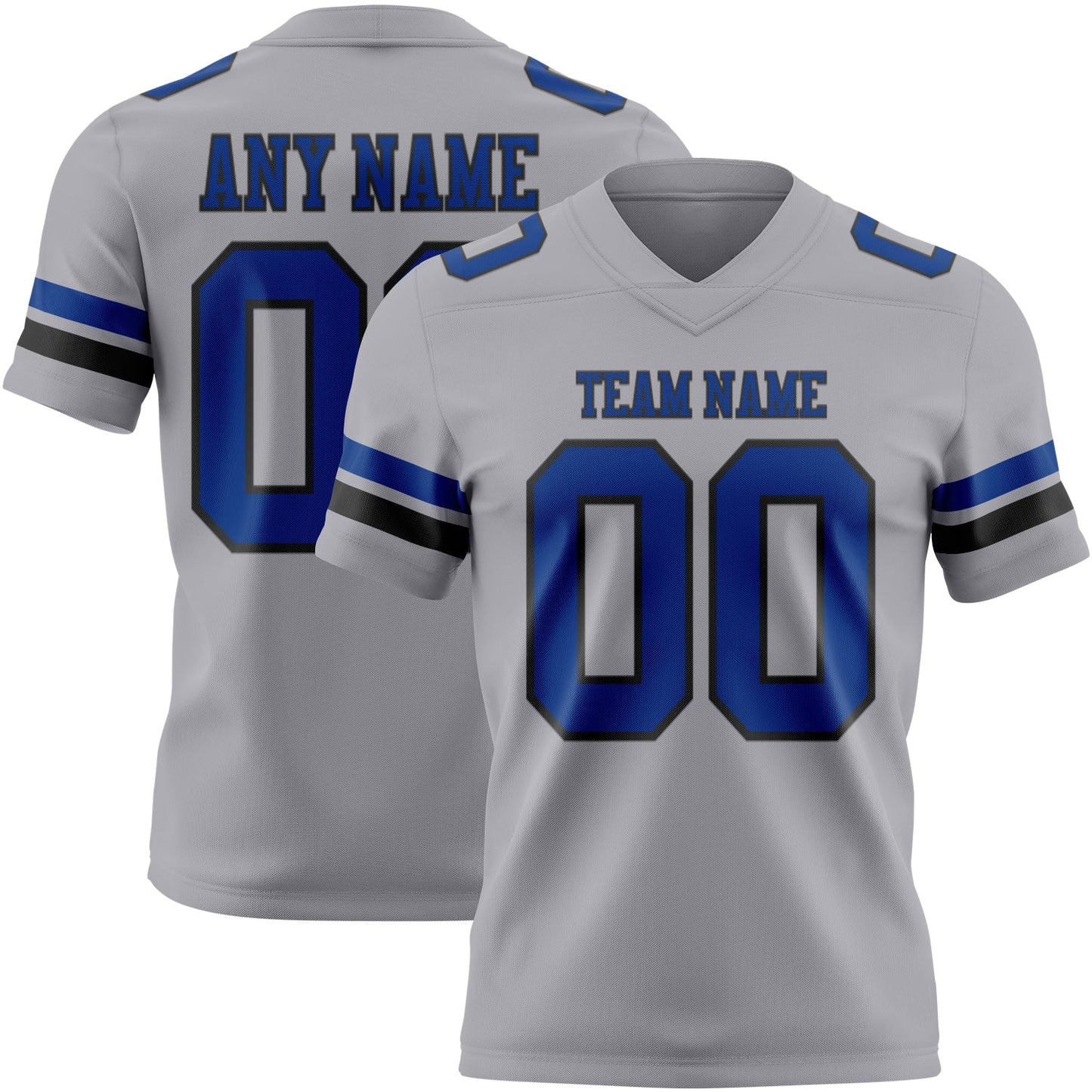 Custom Gray Royal-Black Mesh Authentic Football Jersey