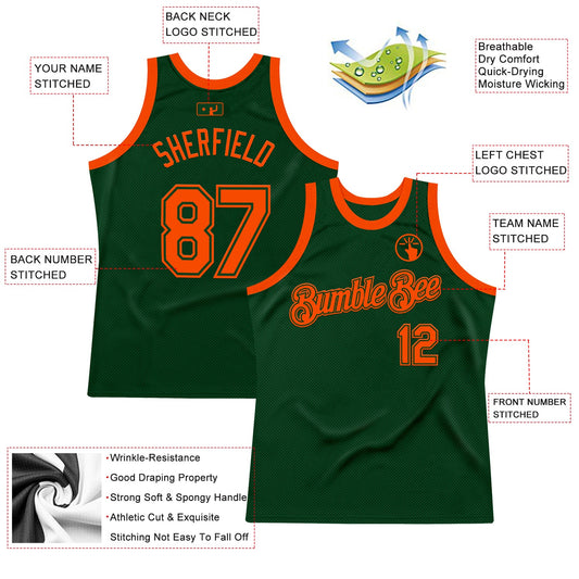 Custom Green Orange Authentic Throwback Basketball Jersey