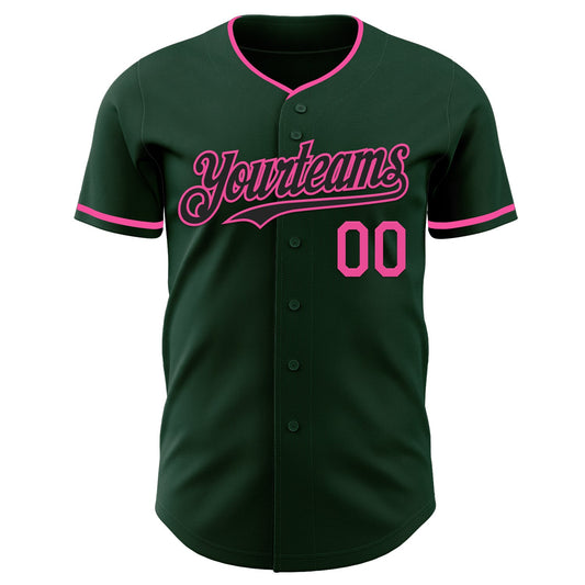 Custom Green Black-Pink Authentic Baseball Jersey