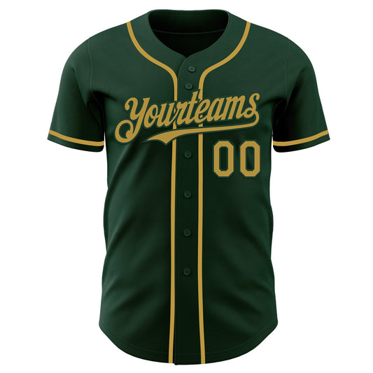 Custom Green Old Gold Authentic Baseball Jersey