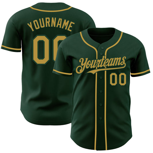 Custom Green Old Gold Authentic Baseball Jersey