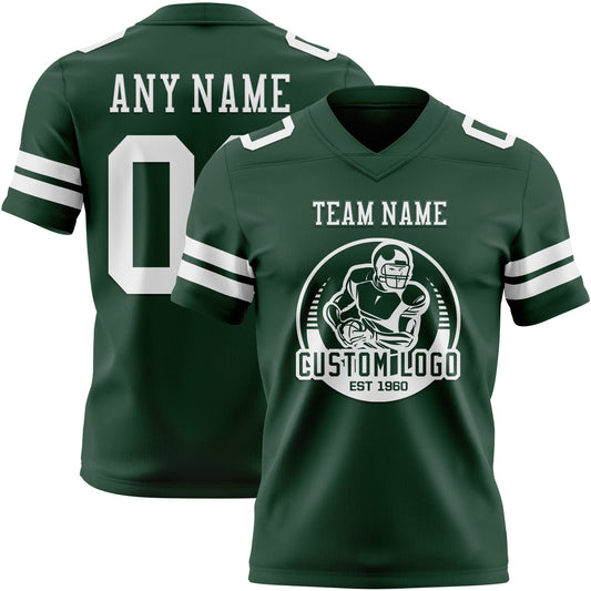 Custom Green White Mesh Authentic Football Jersey
