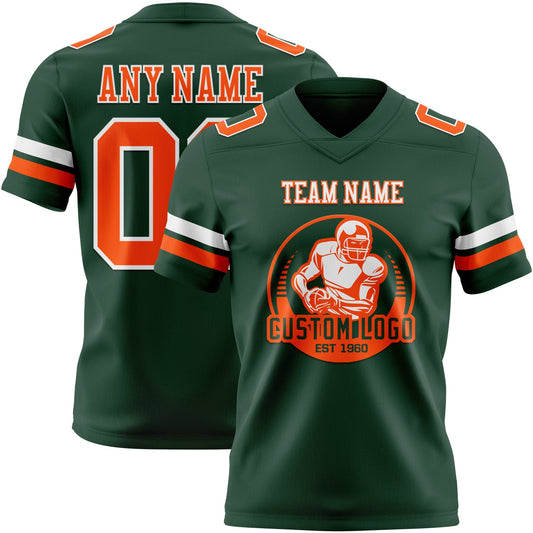 Custom Green Orange-White Mesh Authentic Football Jersey