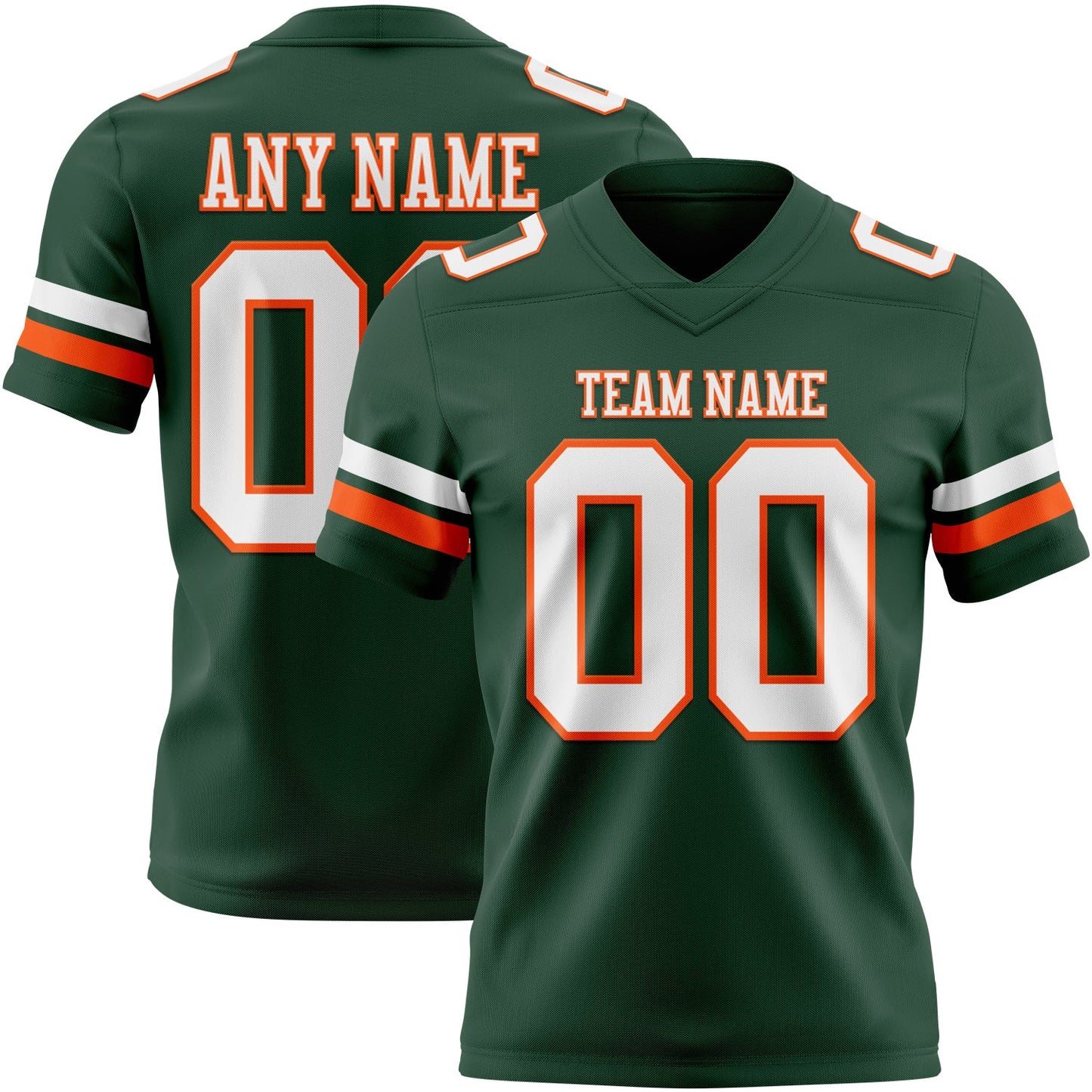 Custom Green White-Orange Mesh Authentic Football Jersey