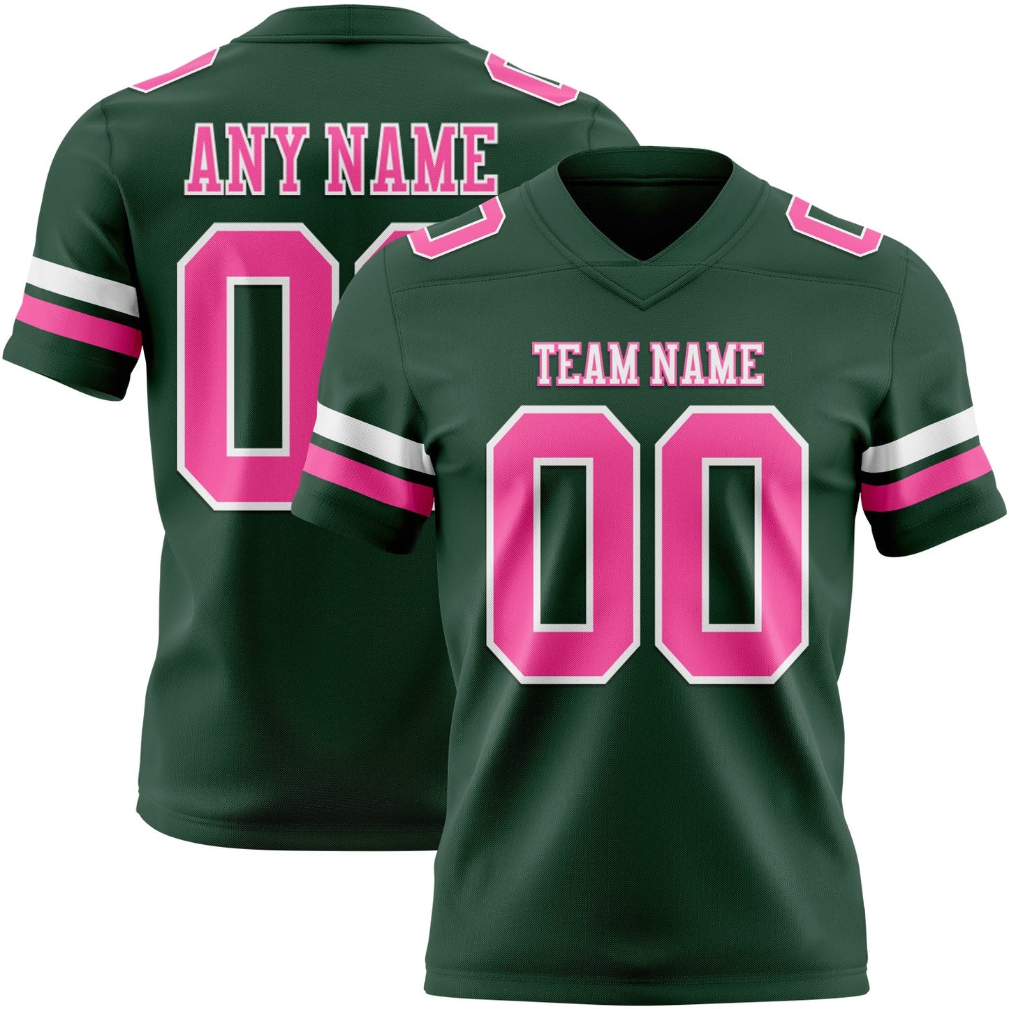 Custom Green Pink-White Mesh Authentic Football Jersey