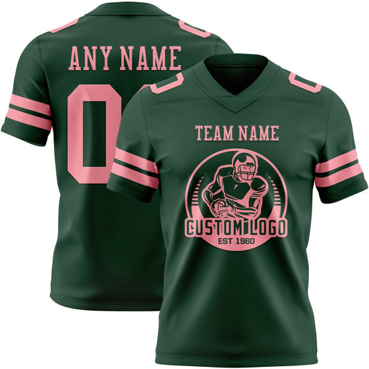 Custom Green Medium Pink Mesh Authentic Football Jersey