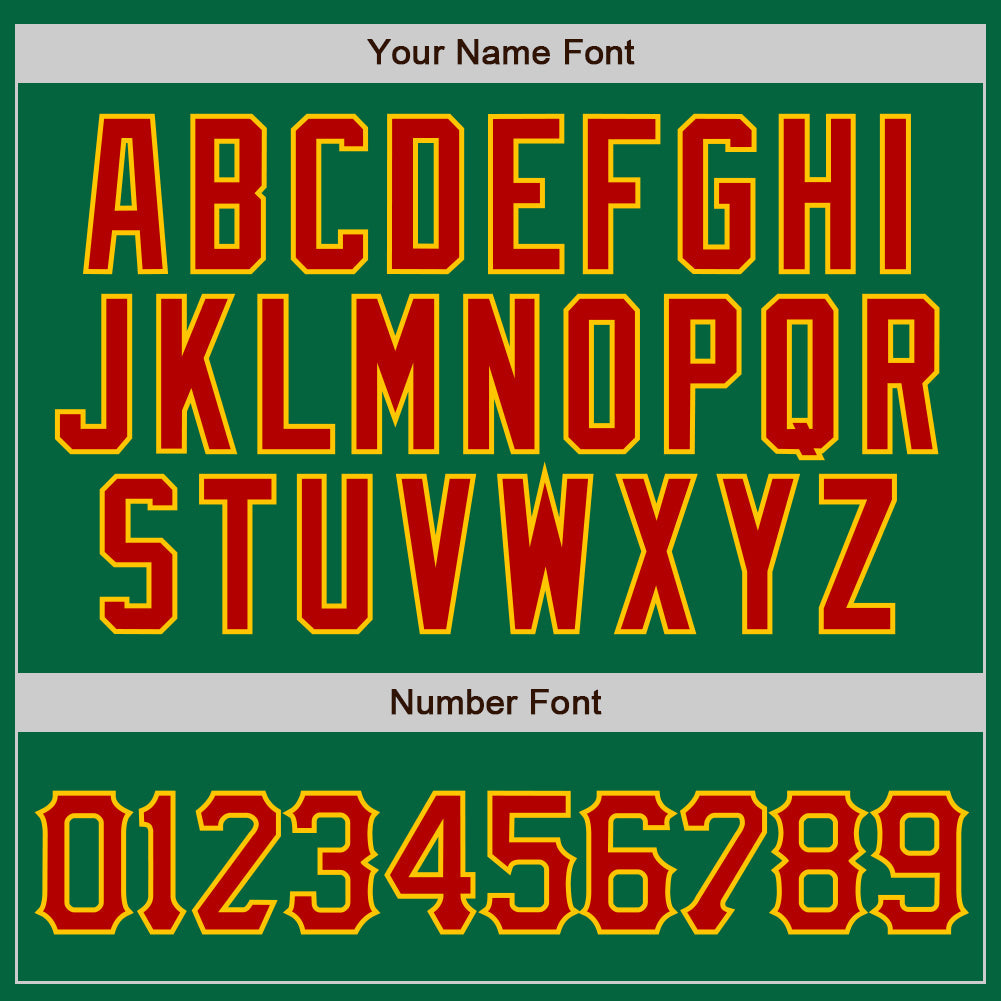 Custom Kelly Green Gold Pinstripe Red-Gold Authentic Baseball Jersey