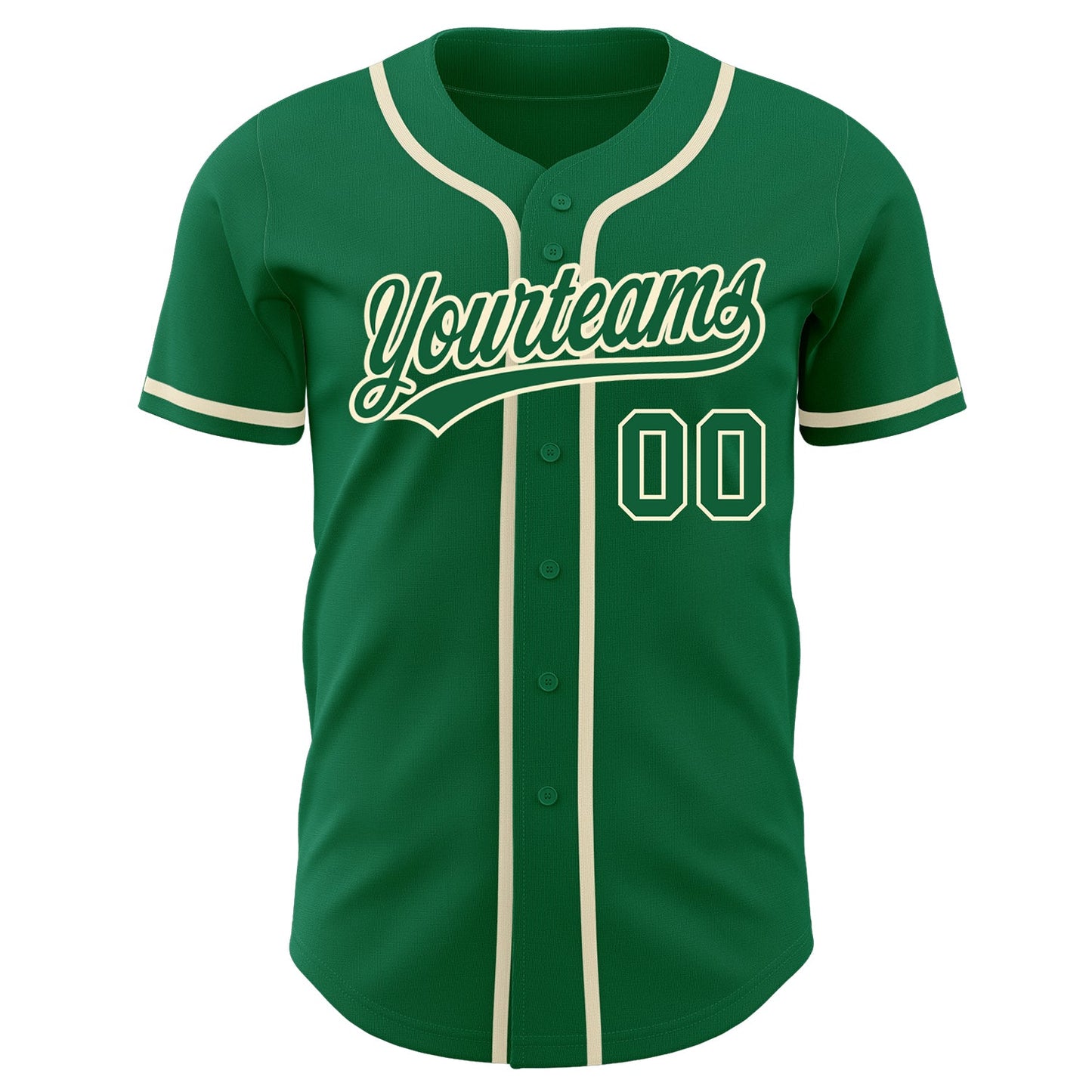 Custom Kelly Green Kelly Green-Cream Authentic Baseball Jersey