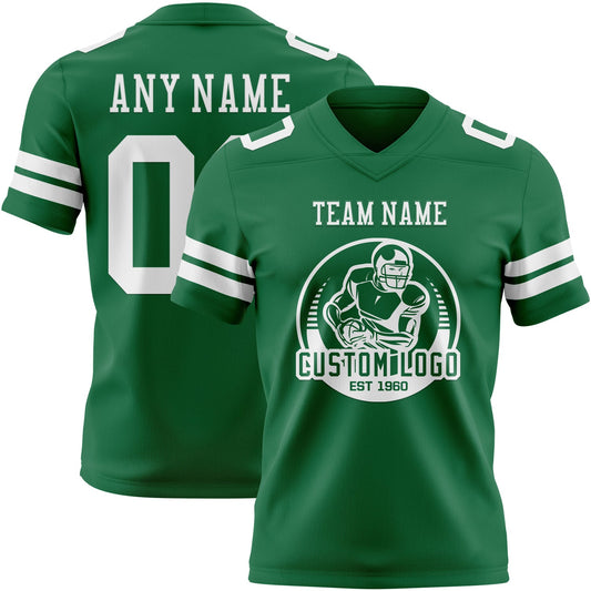 Custom Kelly Green White Mesh Authentic Football Jersey