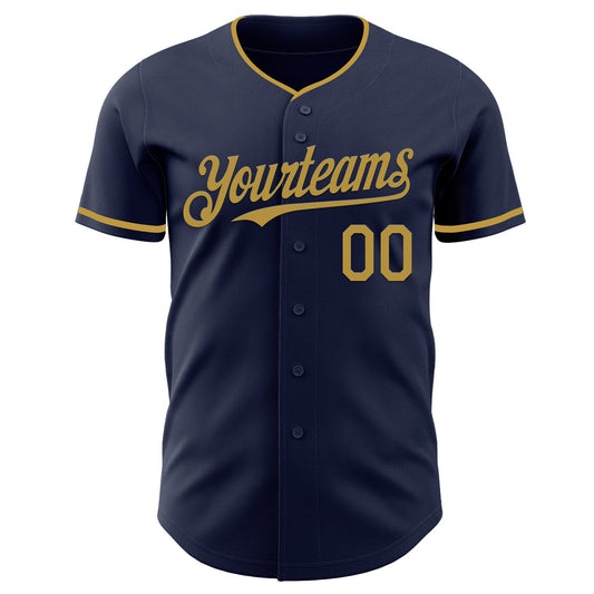 Custom Navy Old Gold Authentic Baseball Jersey