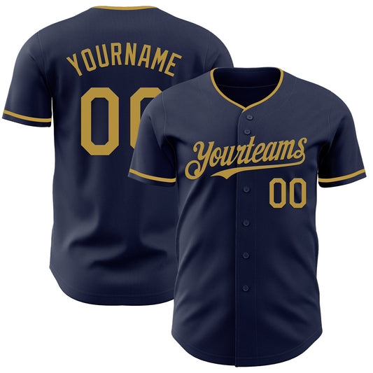 Custom Navy Old Gold Authentic Baseball Jersey