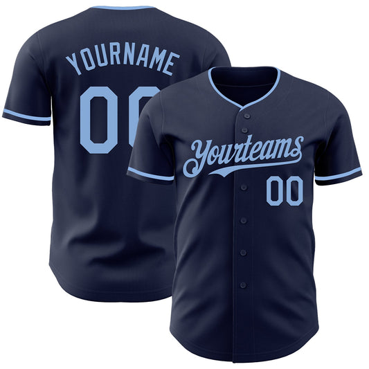 Custom Navy Light Blue Authentic Baseball Jersey