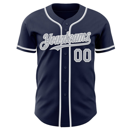 Custom Navy Gray-White Authentic Baseball Jersey