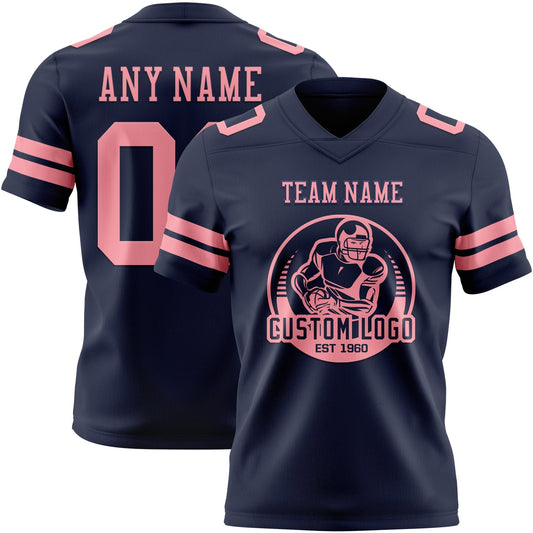 Custom Navy Medium Pink Mesh Authentic Football Jersey