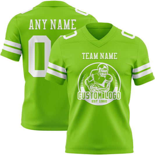 Custom Neon Green White Mesh Authentic Football Jersey