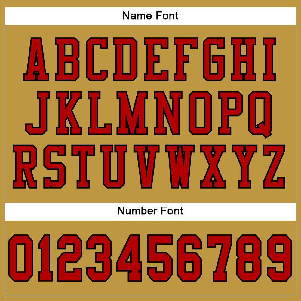 Custom Old Gold Red-Black Mesh Authentic Football Jersey