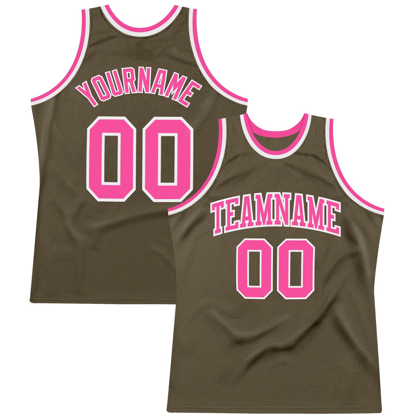 Custom Olive Pink-White Authentic Throwback Salute To Service Basketball Jersey