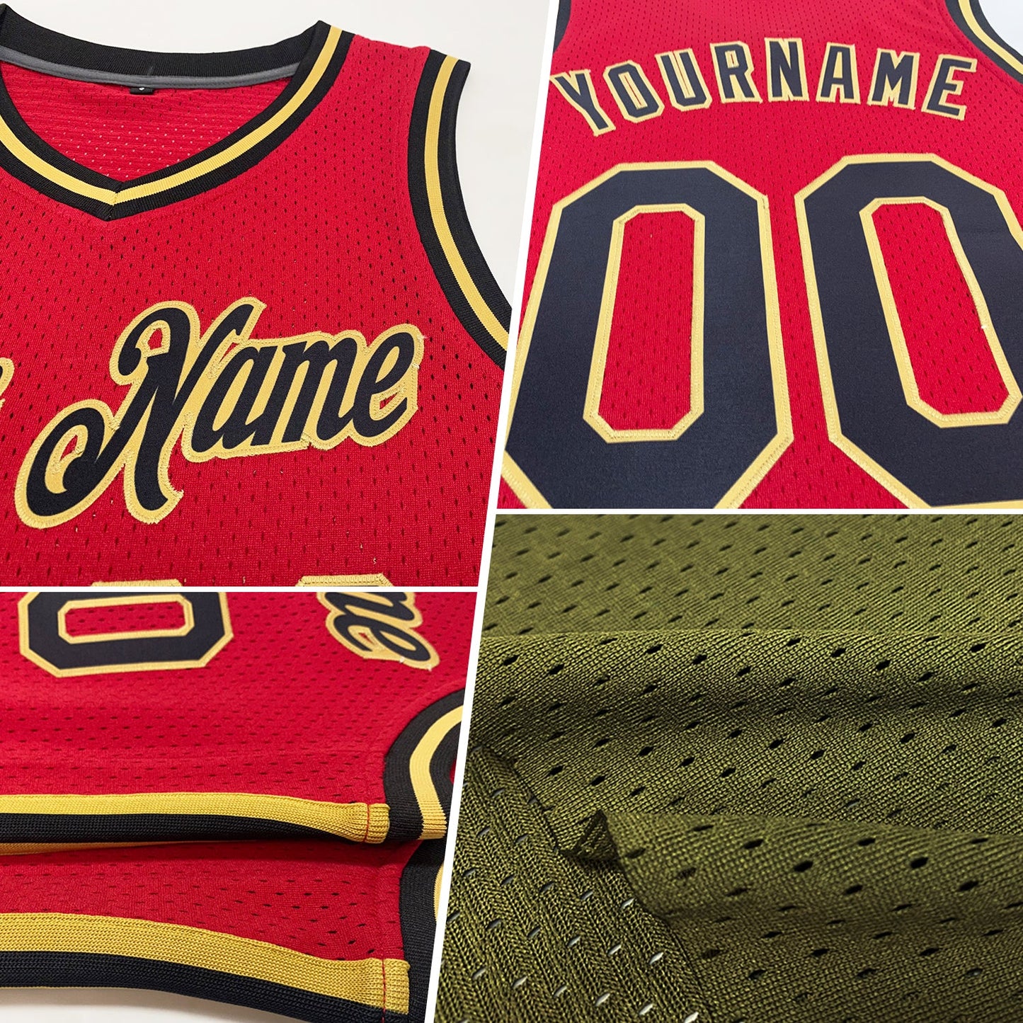 Custom Olive Red-Cream Authentic Throwback Salute To Service Basketball Jersey