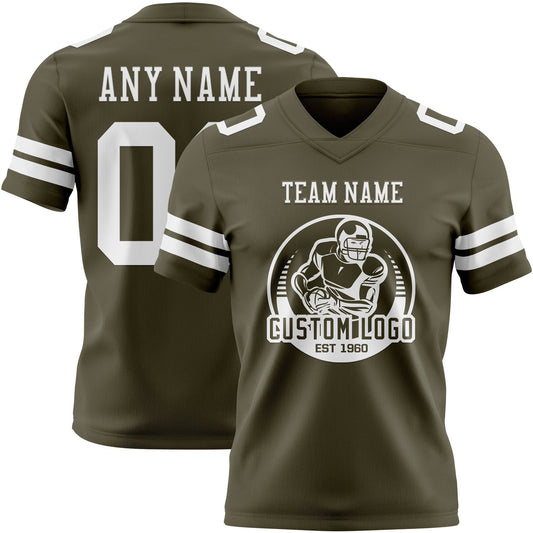 Custom Olive White Mesh Authentic Salute To Service Football Jersey