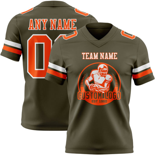 Custom Olive Orange-White Mesh Authentic Salute To Service Football Jersey