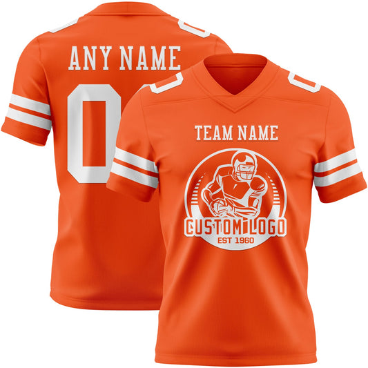Custom Orange White Mesh Authentic Football Jersey