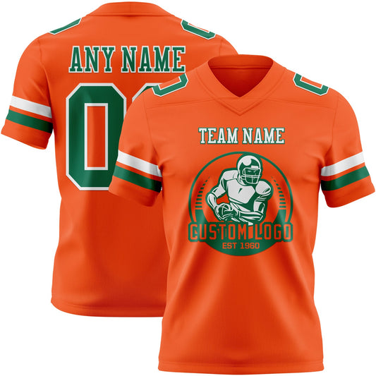 Custom Orange Kelly Green-White Mesh Authentic Football Jersey