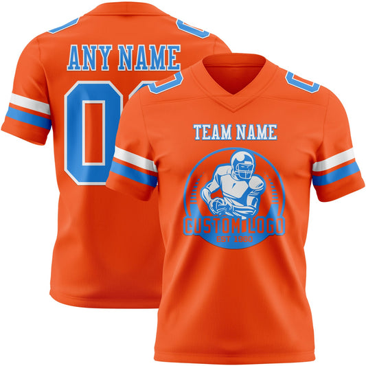 Custom Orange Powder Blue-White Mesh Authentic Football Jersey