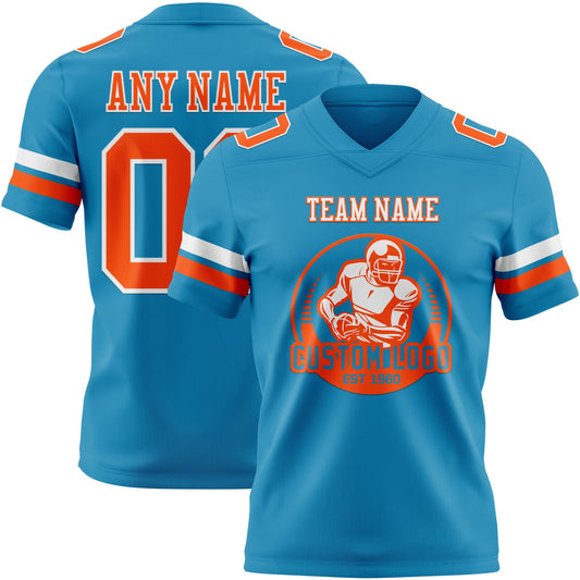 Custom Panther Blue Orange-White Mesh Authentic Football Jersey