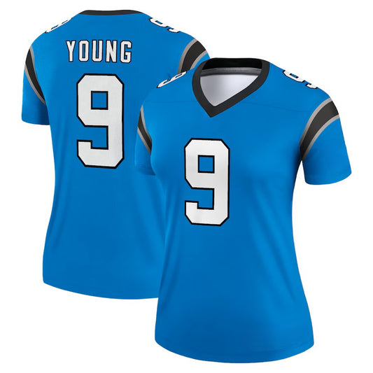Custom Women's Panthers Black/White/Blue Exact Replica Football Jersey