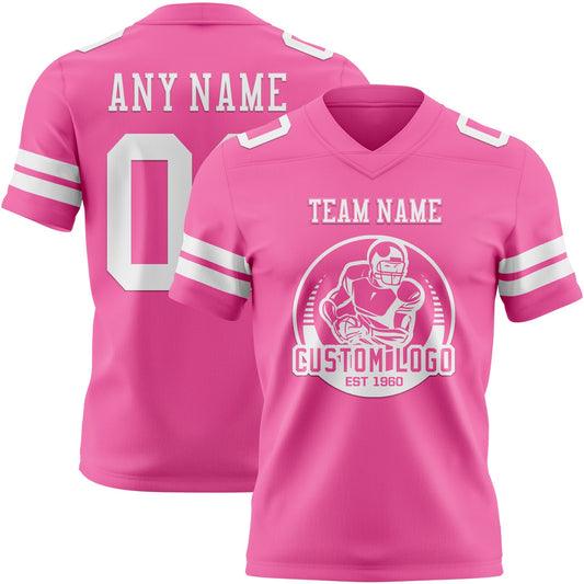 Custom Pink White Mesh Authentic Football Jersey