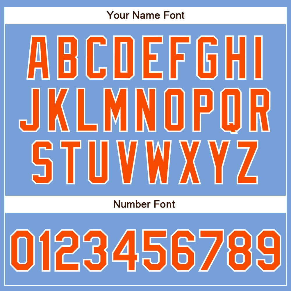 Custom Powder Blue Orange-White Authentic Baseball Jersey