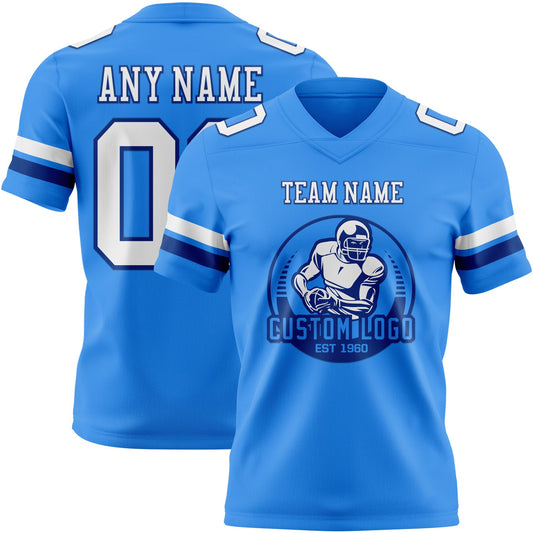 Custom Powder Blue White-Royal Mesh Authentic Football Jersey