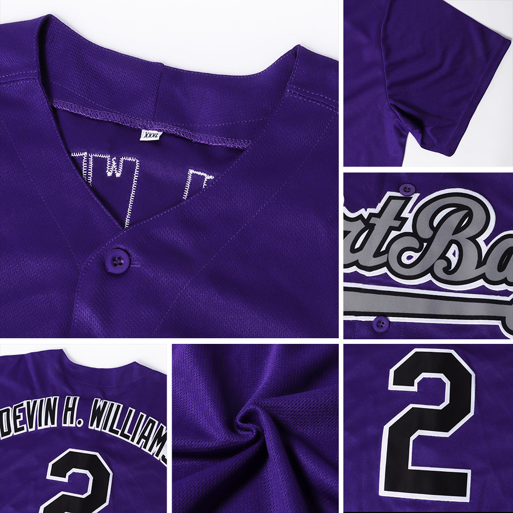 Custom Purple Orange-Gray Authentic Baseball Jersey