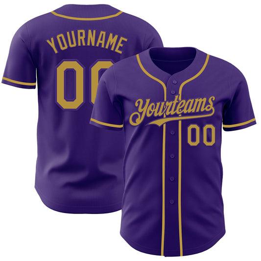 Custom Purple Old Gold Authentic Baseball Jersey