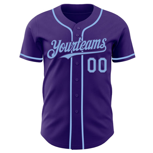 Custom Purple Light Blue Authentic Baseball Jersey