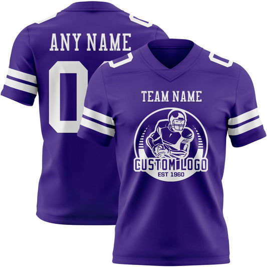 Custom Purple White Mesh Authentic Football Jersey