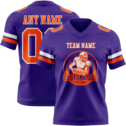 Custom Purple Orange-White Mesh Authentic Football Jersey