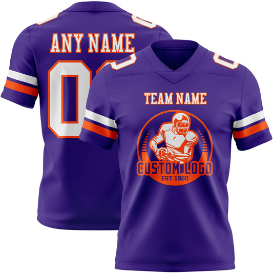 Custom Purple White-Orange Mesh Authentic Football Jersey